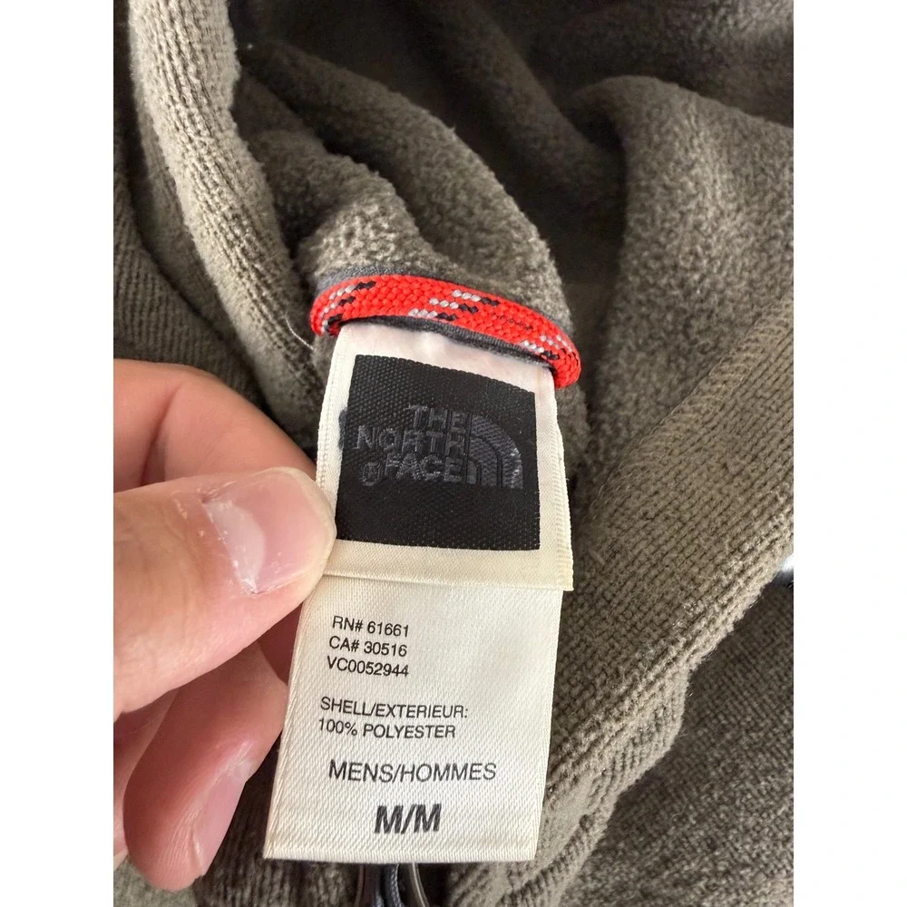 The North Face Size M Full Zip Hooded Fleece Jacket Olive Green Long Sleeve Mens